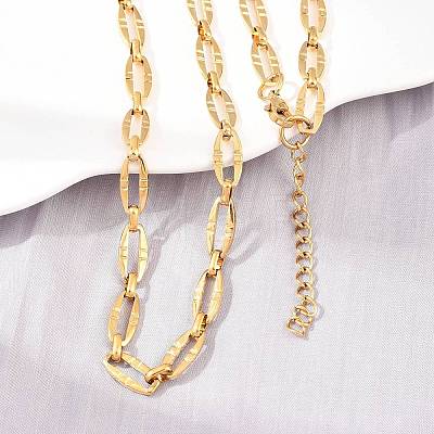 304 Stainless Steel Oval Link Chain Bracelet & Necklace Jewelry Sets SJEW-L199-03G-1