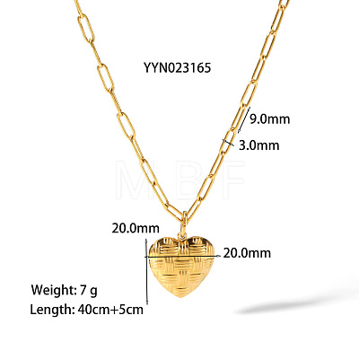 Stainless Steel Vintage French Heart Pendant Paperclip Chain Necklaces TI9368-1-1