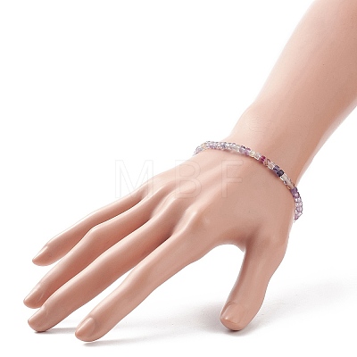 Natural Gemstone Cube Beaded Stretch Bracelet for Women BJEW-JB08976-1