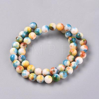 Natural White Jade Beads Strands G-H1625-8mm-PR16-1