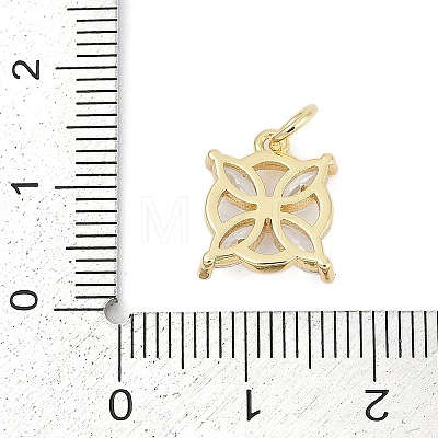 Brass Micro Pave Clear Cubic Zirconia Charms KK-G522-37G-1