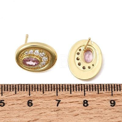 Brass Micro Pave Cubic Zirconia Stud Earrings EJEW-G471-13G-1