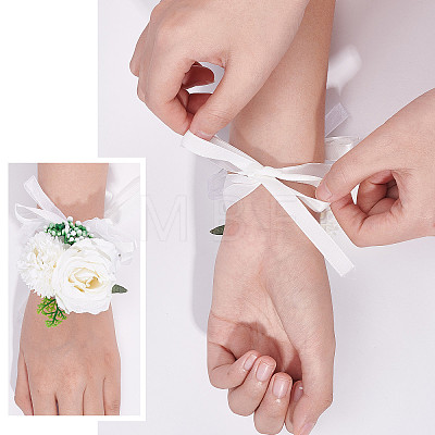 2PCS Silk Wrist Corsage AJEW-CP0001-51B-1