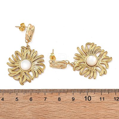 304 Stainless Steel & Natural Shell Dangle Earrings for Women EJEW-JE07213-02-1