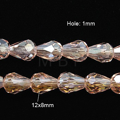 Electroplate Glass Beads Strands EGLA-D015-12x8mm-23-1