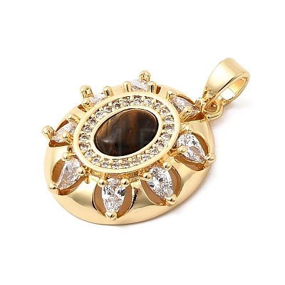 Natural Tiger Eye Pendants KK-G553-06G-1