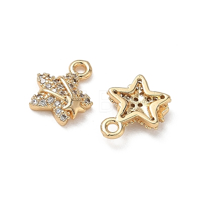Brass Micro Pave Clear Cubic Zirconia Charms KK-P355-06G-1