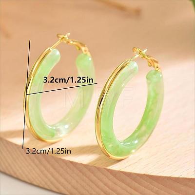 201 Stainless Steel Acrylic Hoop Earrings for Women IG1029-4-1