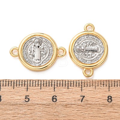 Religion Two Tone Brass Saint Benedict Medal Links Connector Charms KK-B197-02G-1