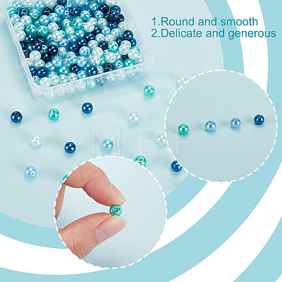 200Pcsg Ocean Mix Pearlized Glass Pearl Beads HY-HY0001-03B-1