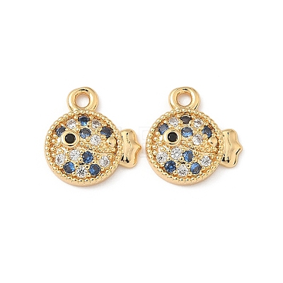 Brass Micro Pave Cubic Zirconia Charms X1-KK-C099-01A-G-1