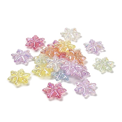 Christmas Snowflake UV Plating Luminous Rainbow Iridescent Acrylic Beads LACR-R001-07A-1