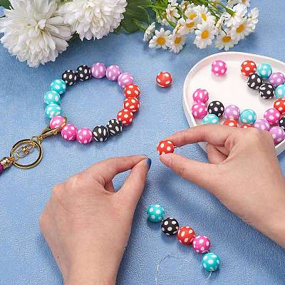 WEWAYSMILE 50Pcs 5 Styles 15mm Silicone Round Beads Making Kit JX489A-1