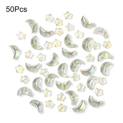 50Pcs 2 Styles Electroplate Glass Beads EGLA-YW0005-03D-1
