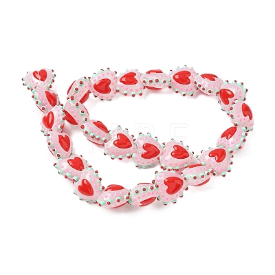 Baking Paint Glass Bumpy Beads Heart LAMP-V001-09I-1