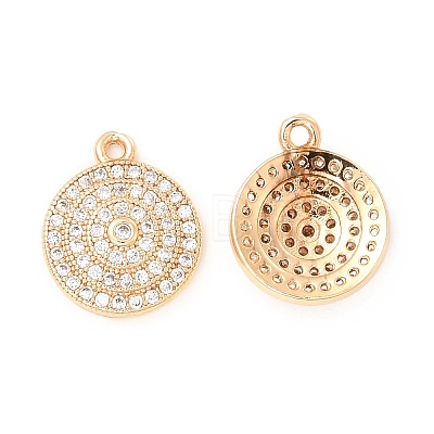 Brass Micro Pave Clear Cubic Zirconia Pendants KK-E071-16KCG-1