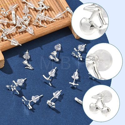 2 Pairs Alloy Stud Earrings for Women EJEW-FS0001-27B-1