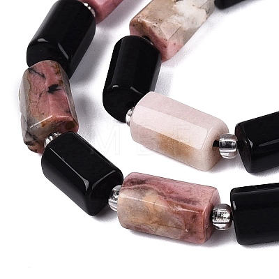 Natural Obsidian & Rhodonite Beads Strands G-Q614-01A-08-1