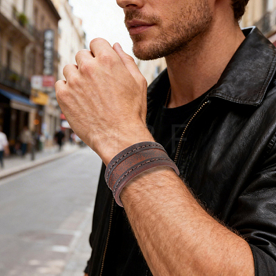 Cowhide Cord Bracelets BJEW-WH20003-12B-01-1