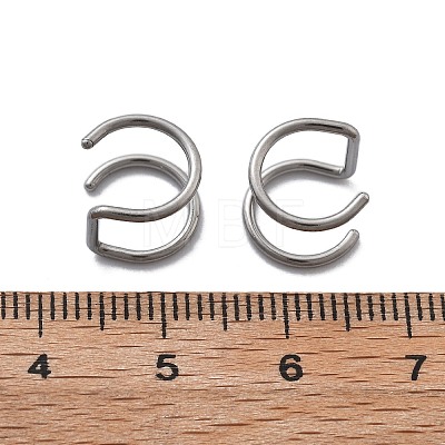 304 Stainless Steel 2 Line Hoop Clip on Nose Rings AJEW-A062-07P-1