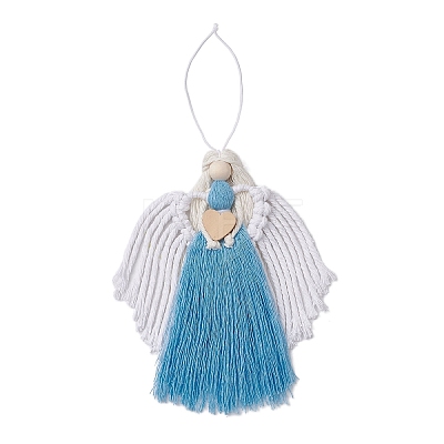 Handmade Macrame Cotton Angel Hanging Ornaments HJEW-JM02760-01-1