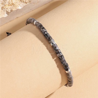 Natural Larvikite Heishi Beaded Braided Bracelets LS-SA4116-4-1