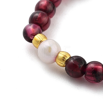 Mozambique Import Natural Garnet Round Beads Stretch Rings RJEW-B065-01-1