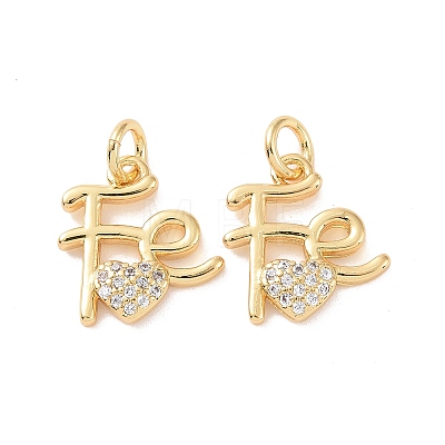 Rack Plating Brass Micro Pave Clear Cubic Zirconia Charms ZIRC-C042-03G-1