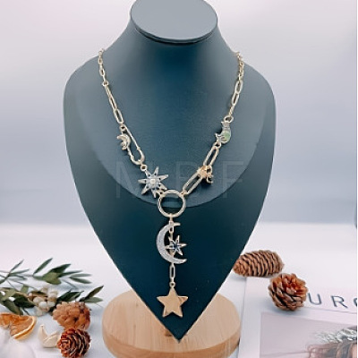 Rhinestone & Brass & Alloy & Iron Pendant Necklaces FS-WGADE70-06-1