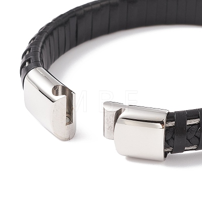 Leather Braided Cord Bracelets BJEW-E352-07-P-1