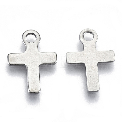 201 Stainless Steel Tiny Cross Charms STAS-R116-080-1