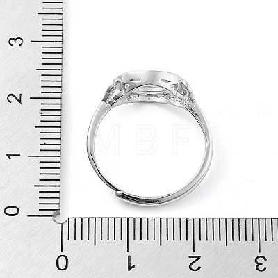 Flat Round Adjustable 925 Sterling Silver Ring Components STER-G042-02P-1