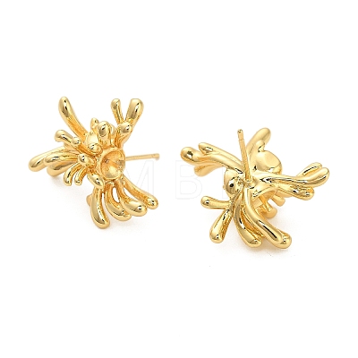 Flower Brass Stud Earring Findings KK-D102-05G-1