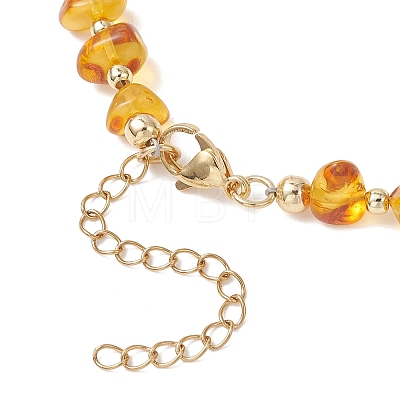 Natural Amber Chip Beaded Necklaces for Women NJEW-JN05862-1