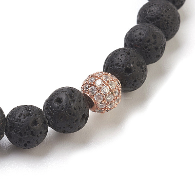 Natural Lava Rock Beads Stretch Bracelets BJEW-JB03839-04-1