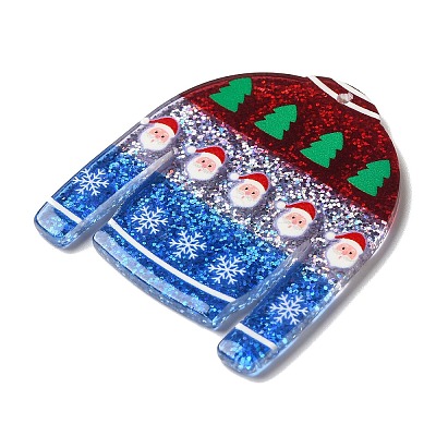 Printed Christmas Theme Acrylic Pendants OACR-L018-07D-1