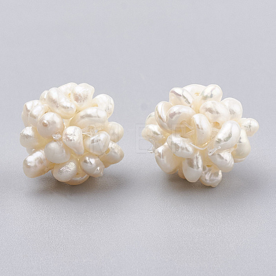 Handmade Natural Pearl Woven Beads WOVE-S116-02C-1
