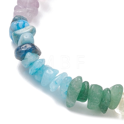 Chakra Natural Rose Quartz & Green Aventurine & Sunstone & Lavender Amethyst & Citrine & Apatite & White Jade Chip Beads Stretch Bracelets for Women BJEW-JB13113-1
