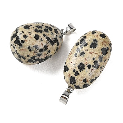 Natural Dalmatian Jasper Tumbled Stone Pendants GG-K002-06L-1
