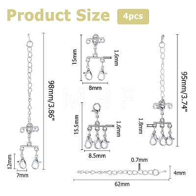 4 Pcs Alloy Chain Extender with Lobster Claw Clasps FIND-WH0126-552-1