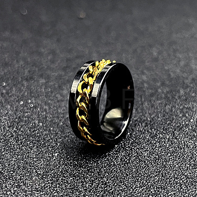 304 Stainless Steel Rotatable Chain Finger Rings for Men FS-WG60CA3-51-1