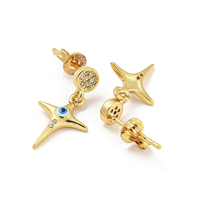 Star Real 18K Gold Plated Brass Dangle Stud Earrings EJEW-L269-107G-01-1