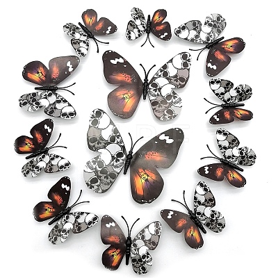 Halloween Butterfly 12Pcs PVC Adhesive Waterproof Stickers Self-Adhesive Stickers PW-WG0AB7C-01-1