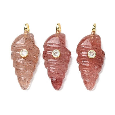 Natural Strawberry Quartz Carved Pendants G-H357-04G-05-1