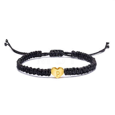 Alloy Heart with Letter Pattern Bead Braided Bead Bracelets FS-WGEB992-16-1