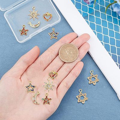 12Pcs 6 Style Alloy Rhinestone Pendants FIND-FH0002-72-1