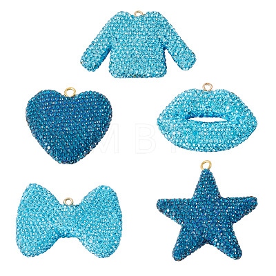 5Pcs 5 Styles Handmade Polymer Clay Pendants RB-BT0001-05B-1