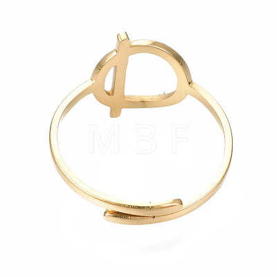 304 Stainless Steel Toggle Clasp Shape Open Cuff Ring RJEW-T023-85G-1