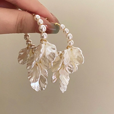 Petaline Alloy Hoop Earrings FS-WG7841D-01-1
