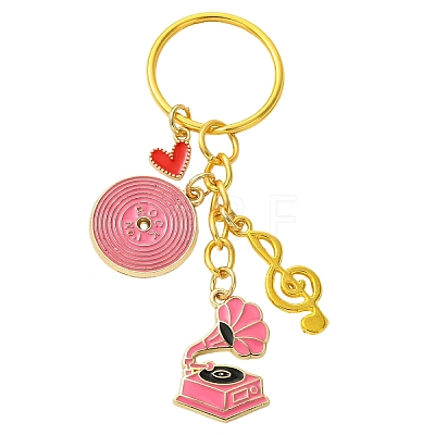 Alloy Enamel Disc & Gramophone & Musical Note Pendant Decorations KEYC-YW00286-04-1